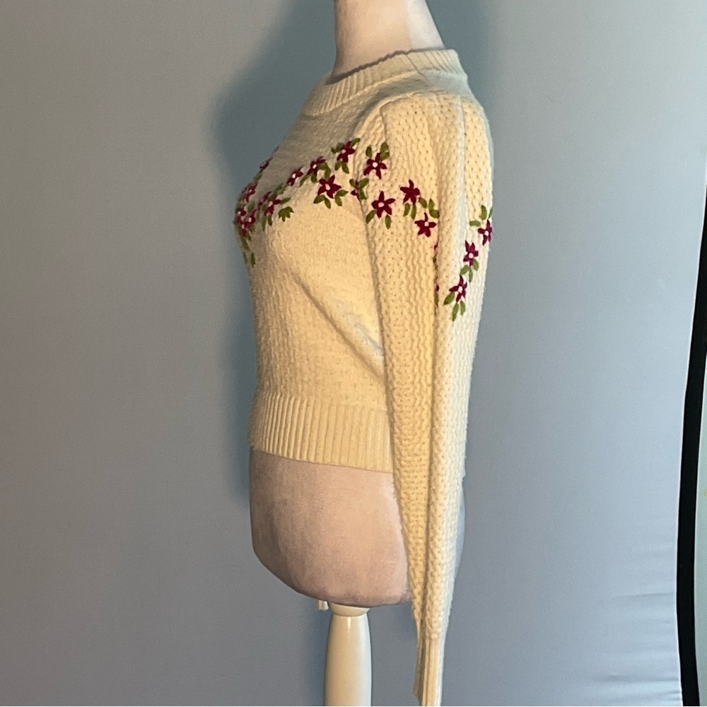 Lulus XS Cream Embroidered Floral Coquette Sweater Cottagecore - Picture 11 of 16
